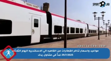 مواعيد وأسعار تذاكر القطارات من القاهرة إلى الإسكندرية اليوم الثلاثاء 29/7/2025 غداً في متناول يدك